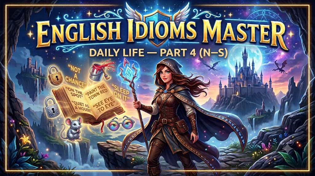 📚 English Idioms Master – Daily Life (ชีวิตประจำวัน) — Part 4 (N–S)
